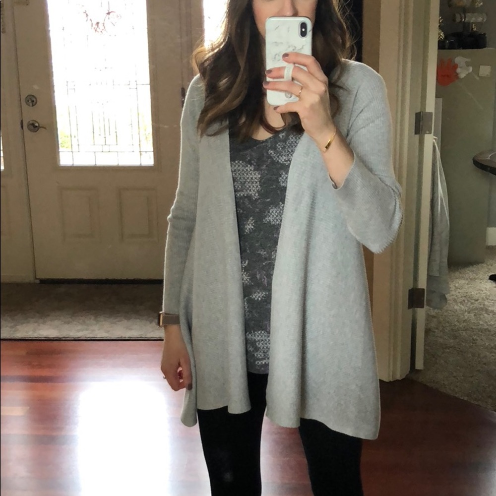 Design History open front cardigan ribbed gray